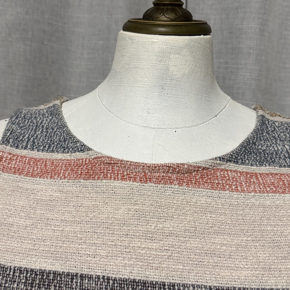 Green Envelope Sleeveless Cropped Top-M-Cotton Blend-Raw Bottom Hem-Striped-EUC - Picture 3 of 14